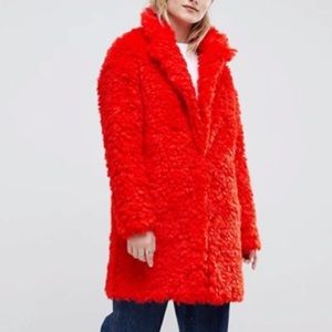 ASOS Design Teddy Bear Texture Fluffy Coat 8 NWT W